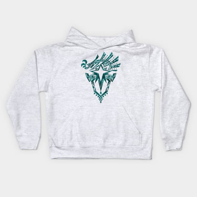 Monster Hunter World Iceborne - Logo (Galaxy Design) Kids Hoodie by Kamurata